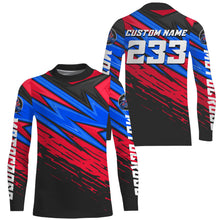 Load image into Gallery viewer, Custom Motocross jersey UPF30+ kid&amp;adult blue red dirt bike racing off-road motorcycle racewear NMS945