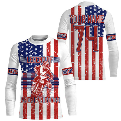 American Motocross Jersey Personalized UPF30+ Legend of Roads Dirt Bike MX Racing Patiotic NMS1168