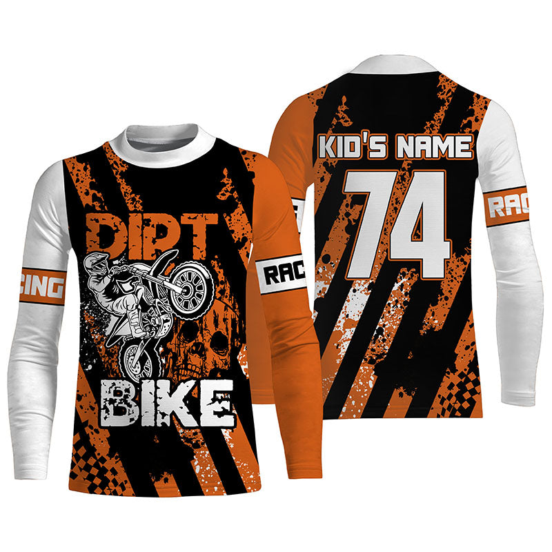 Personalized Dirt Bike UPF30+ Jersey Motocross Orange Kid Adult MX Racing Long Sleeves NMS1212