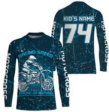 Load image into Gallery viewer, Blue dirt bike jersey men women youth custom UPF30+ Motocross racing or nothing off-road shirt  PDT209