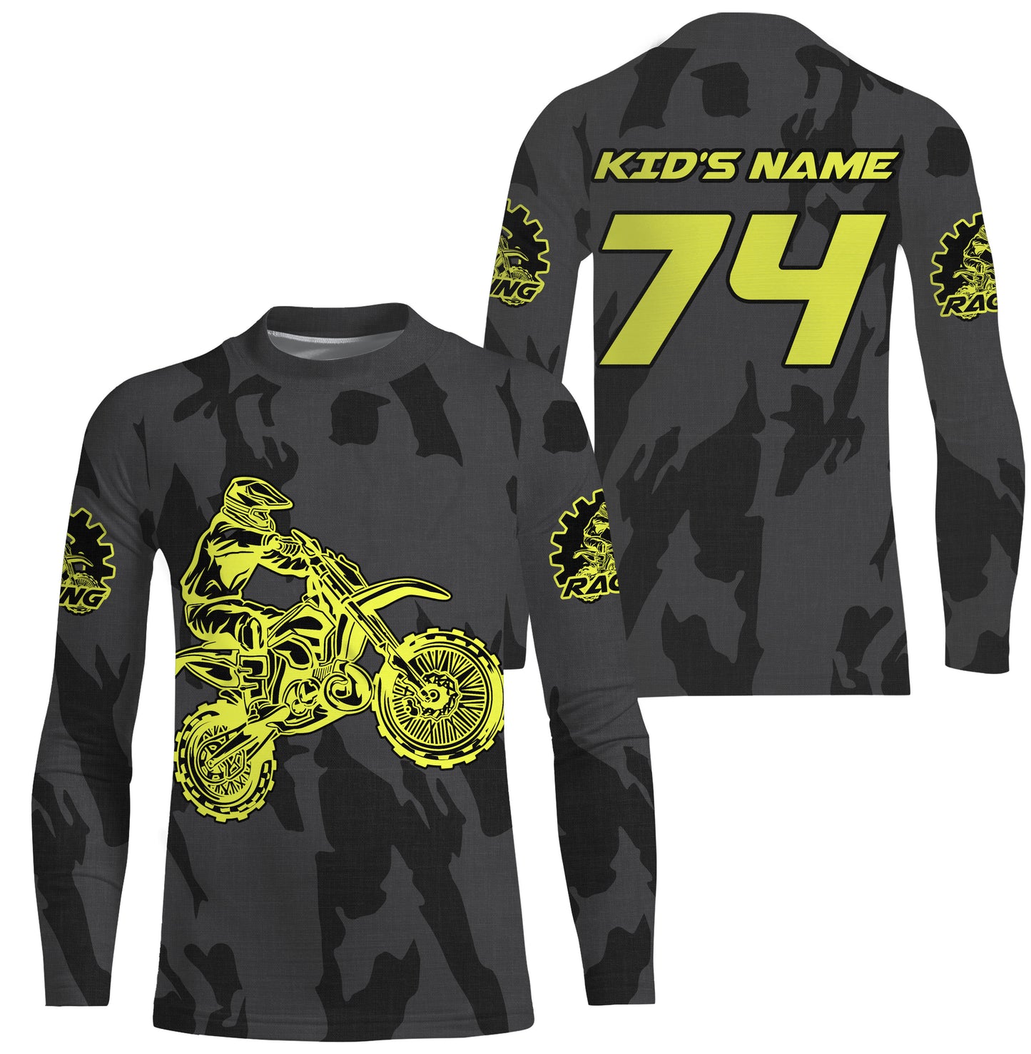 Custom number&name dirt bike racing jerseys black motocross youth men women UV offroad long sleeve PDT164