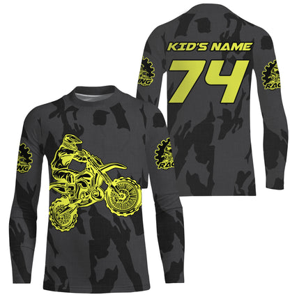 Custom number&name dirt bike racing jerseys black motocross youth men women UV offroad long sleeve PDT164