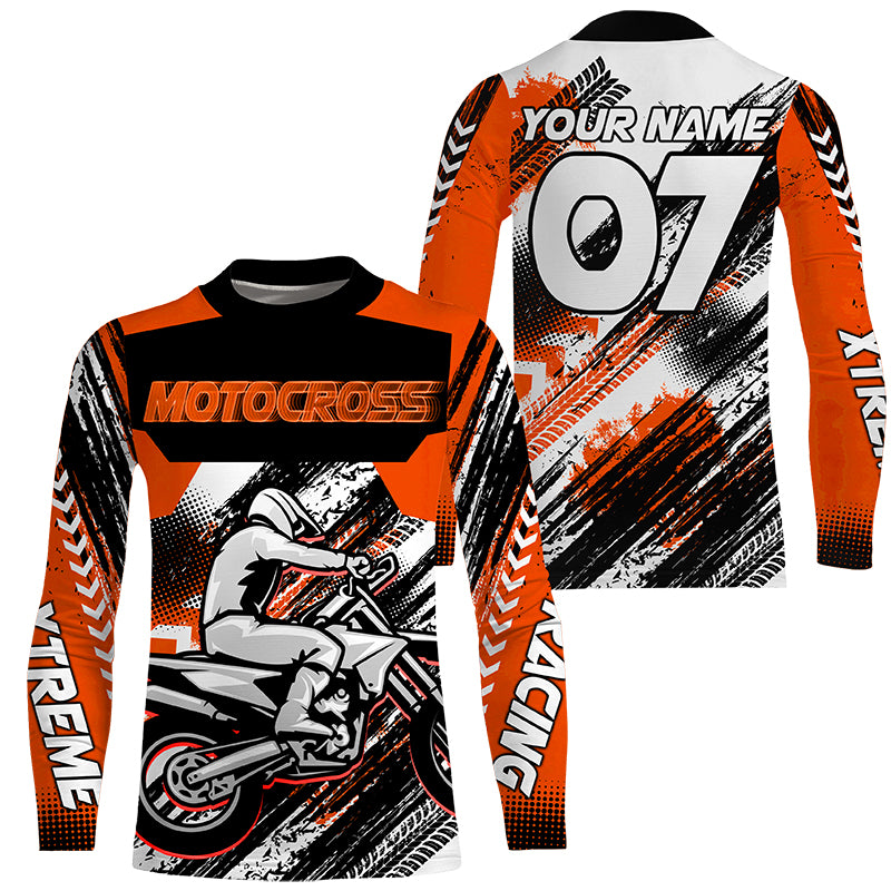 Orange custom Motocross jersey UV protective MX shirt for kid men women dirt bike racing racewear PDT296