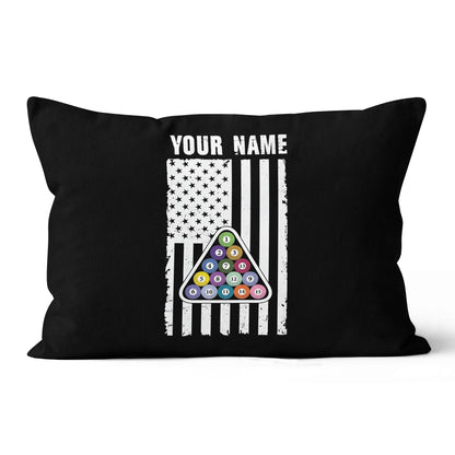 Custom Black White American Flag Billiard Pillow, Patriotic Pillow Gifts TDM0792