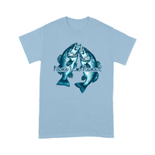 Load image into Gallery viewer, Custom His Her Name Bass Fishing T Shirts Matching Couple Fishing Shirt | Blue IPHW5804