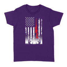 Load image into Gallery viewer, Deer hunting Women's T-shirt USA flag Shirts for Deer hunter - FSD869