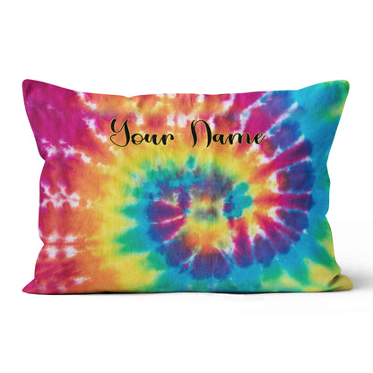 Personalized colorful tie dye background custom name Canvas, Linen Throw Pillow NQS7021