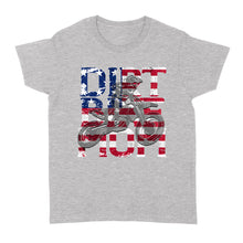 Load image into Gallery viewer, Dirt Bike Mom American Flag T-shirt - Mother's Day Shirt for Mom of a Rider, Patriotic Motorcycle Shirt| NMS342 A01