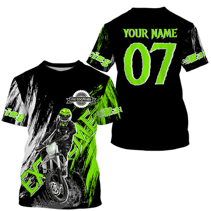 Extreme Motocross off-road jersey green UPF30+ youth adult custom dirt bike racing shirt PDT338