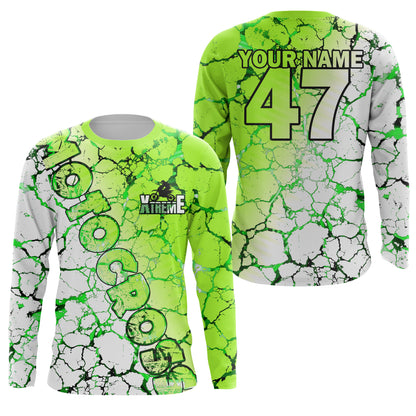 Motocross green neon custom MX jersey UPF30+ kid men women biker extreme dirt racing motorcycle PDT47