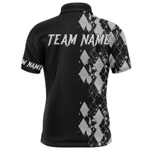 Load image into Gallery viewer, Personalized Men Polo Bowling Shirt, Custom Name Argyle Pattern Bowler Team Jersey NBP23