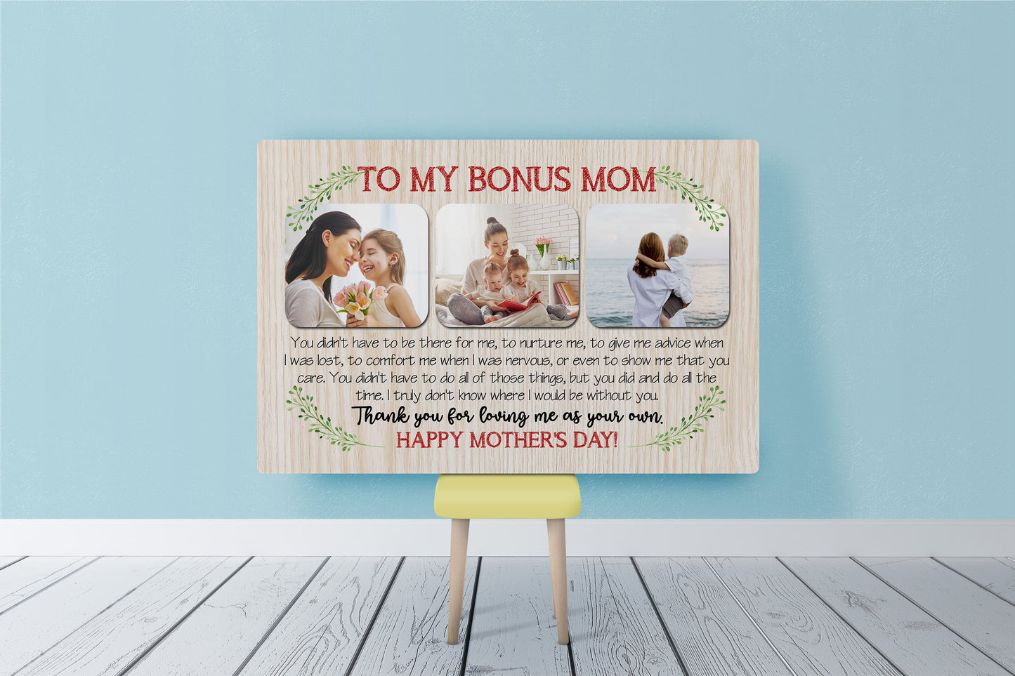 To My Bonus Mom Personalized Canvas Photo Collage, Step Mom Mother's Day Gift for Bonus Mother| N2514
