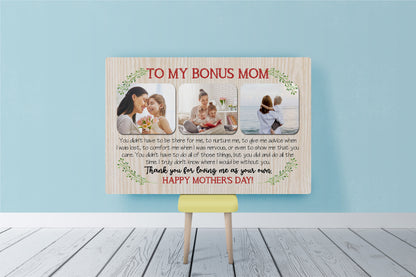 To My Bonus Mom Personalized Canvas Photo Collage, Step Mom Mother's Day Gift for Bonus Mother| N2514