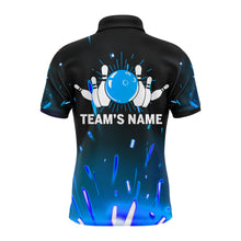Load image into Gallery viewer, Custom Flame Bowling Shirt for Men, Polo Short Sleeve Blue Bowling Shirt for Team Bowlers Jersey NBP46