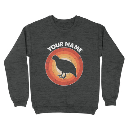 Quail Retro Vintage Sunset Custom Name Shirt, Quail Hunting Shirt, Gift for Quail Lover, Bird Lover Standard Sweatshirt FSD2350D08