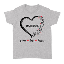 Load image into Gallery viewer, Peace love horses tattoo customized name horse shirt for girl, horse shirts D06 NQS2908 - Standard Women's T-shirt