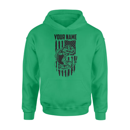 Largemouth bass fishing US American flag personalized patriot shirt D01 NQS1310 - Standard Hoodie
