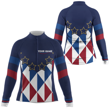 Blue men & women Cycling jersey with 3-rear pockets Custom UPF50+ bike shirt Full zip bicycle gear| SLC178