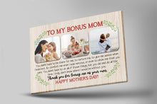 Load image into Gallery viewer, To My Bonus Mom Personalized Canvas Photo Collage, Step Mom Mother's Day Gift for Bonus Mother| N2514