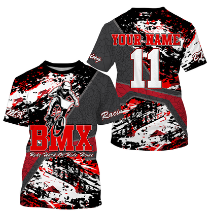 Personalized Red BMX jersey for adult kid UPF30+ riding shirt Off-road cycling gear bicycle clothes| SLC82