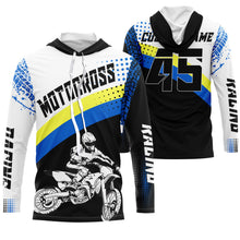 Load image into Gallery viewer, Custom motocross jersey blue UPF30+ men women kid dirt bike racing off-road motorcycle long sleeve NMS1003