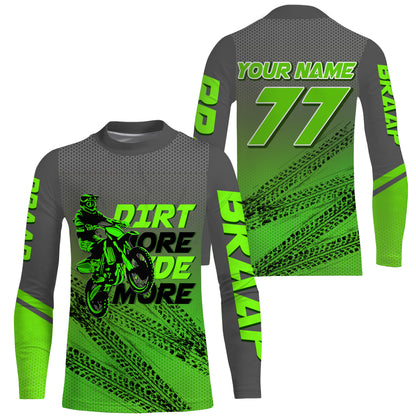 Kid adult custom motocross jersey green UPF30+ dirt bike MX racing Dirt More Ride More off-road NMS976