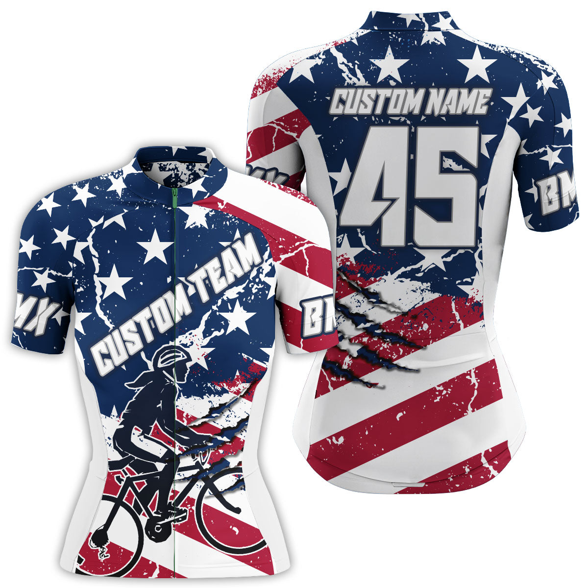 American Women BMX cycling jersey with pockets UPF50+ Custom USA cycle gear Breathable biking tops| SLC67