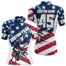 Load image into Gallery viewer, American Women BMX cycling jersey with pockets UPF50+ Custom USA cycle gear Breathable biking tops| SLC67