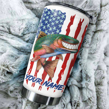 Load image into Gallery viewer, 1pc Trout fly fishing American flag rainbow trout ChipteeAmz's art Custom Stainless Steel Tumbler Cup AT058