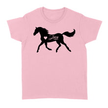 Load image into Gallery viewer, Customized name horse gifts for girls, Gift For Horse Owner, Horse Trainer Gift, Horse Lover Gift, Cowgirl, Riding Tee D06 NQS2682 - Standard Women's T-shirt