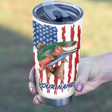 Load image into Gallery viewer, 1pc Trout fly fishing American flag rainbow trout ChipteeAmz's art Custom Stainless Steel Tumbler Cup AT058