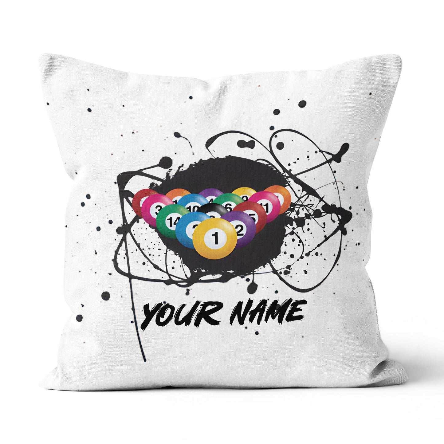 Custom Grunge Billiard Balls White Pillow, Personalized Pillows Billiard TDM0790