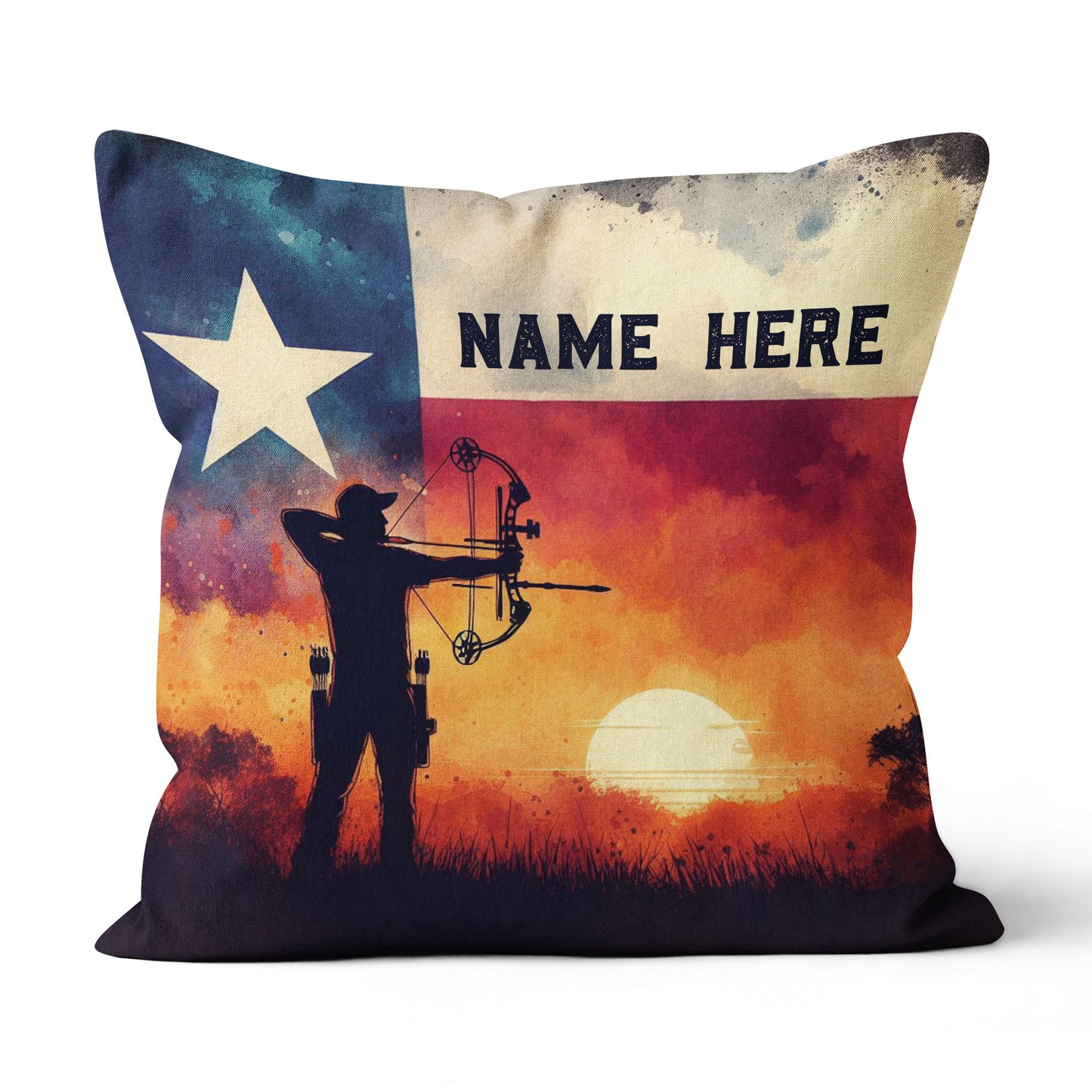 Personalized Texas Flag Archery Pillow, Patriotic Pillow Gift For Archer TDM0864