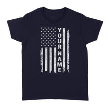 Load image into Gallery viewer, Custom name American flag shirt, personalized American patriot Women's T-shirt, birthday gift, Christmas gift for dad, mom - NQS1290