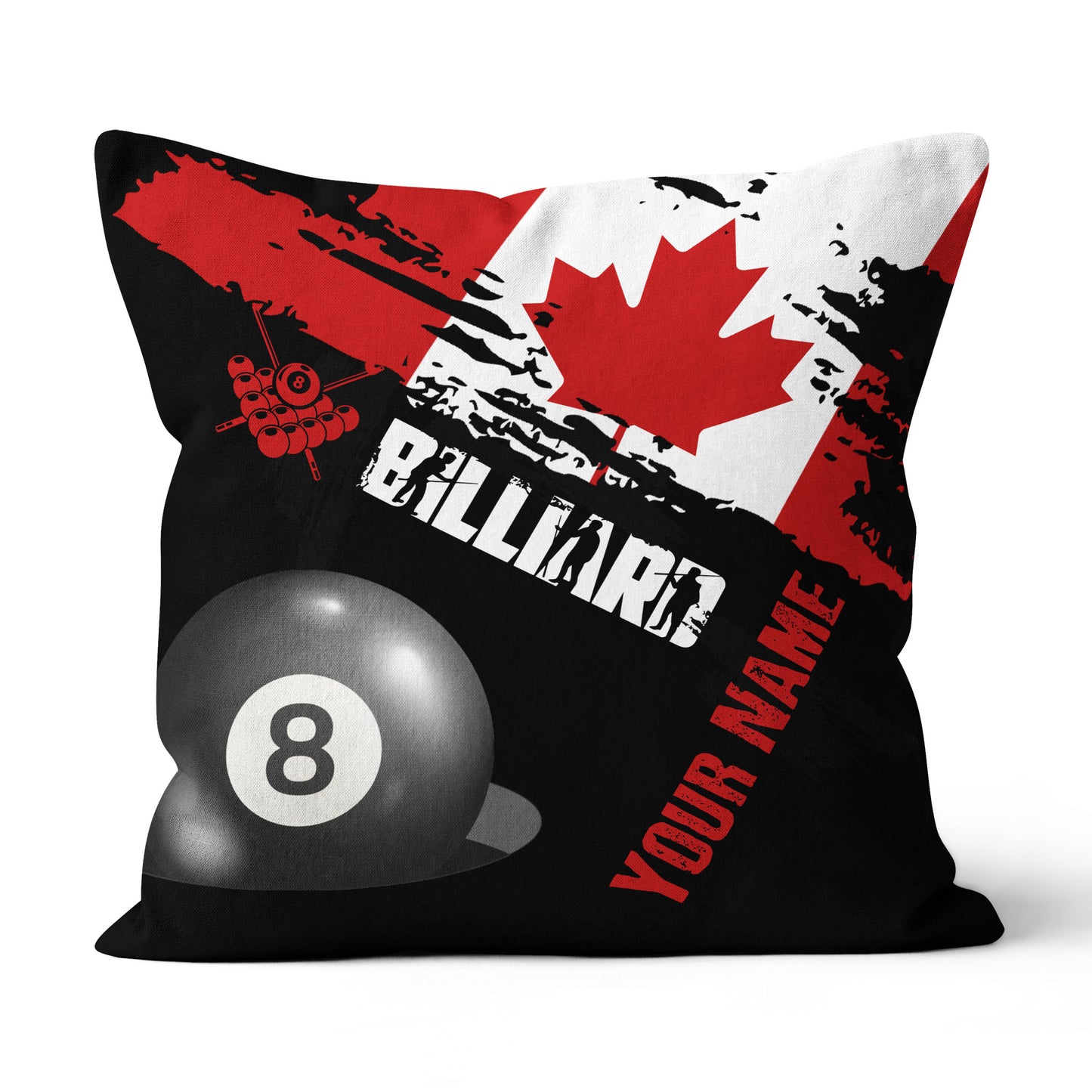 Personalized Grunge Canada Flag Billiard Pillow, Patriotic Throw Pillows TDM0795