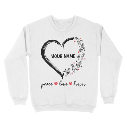 Peace love horses tattoo customized name horse shirt for girl, horse shirts D06 NQS2908 - Standard Crew Neck Sweatshirt