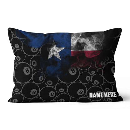 Personalized Vintage Smoke Texas Flag 8 Ball Billiard Pillow, Pool Gifts VHM0907