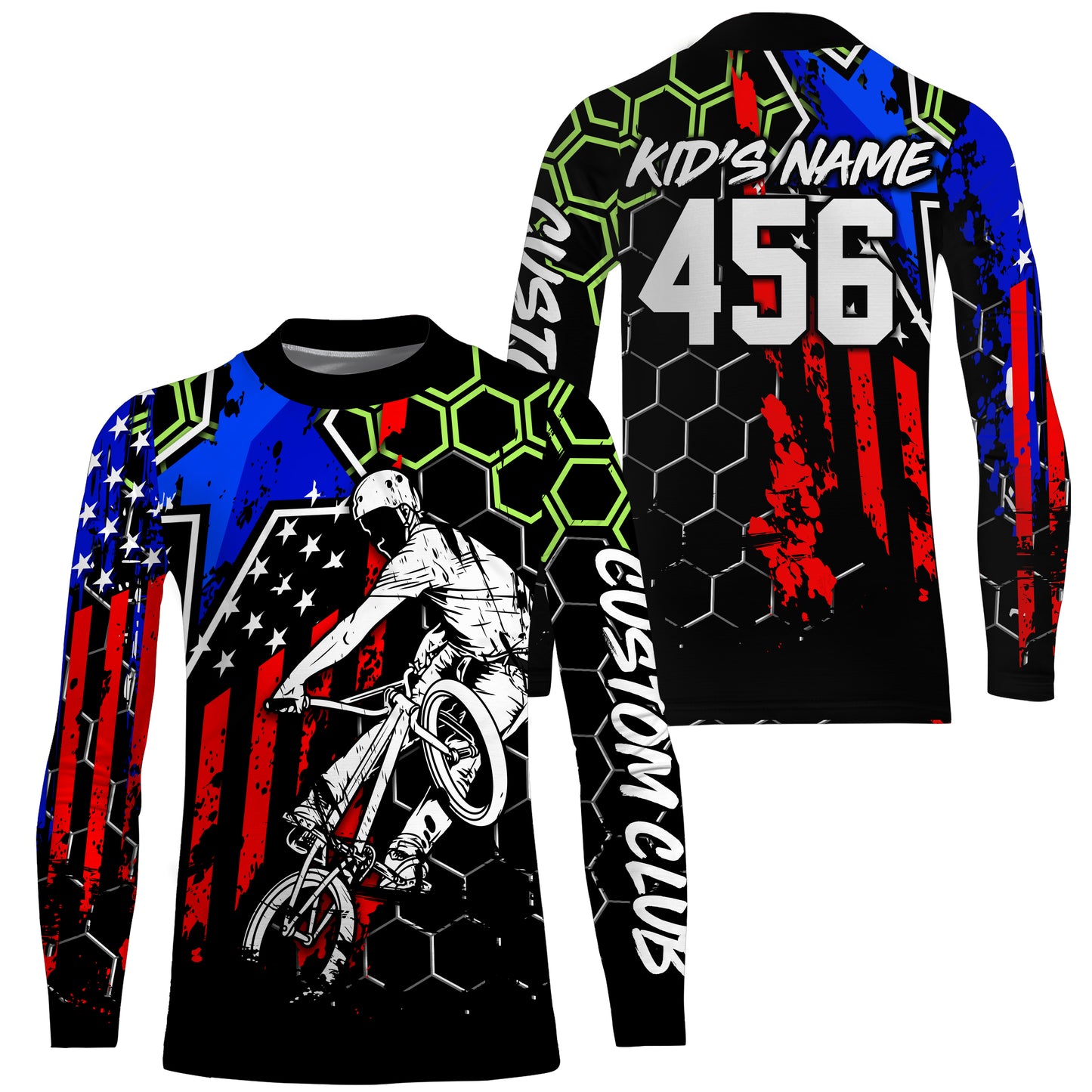 American Adult kid BMX jersey UPF30+ Custom riding jersey Team USA cycling gear Extreme bike shirts| SLC79