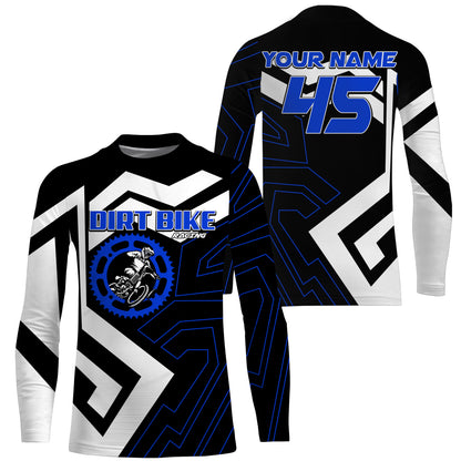Custom dirt bike jersey blue UPF30+ kids adults motocross racing long sleeves motorcycle off-road NMS1036