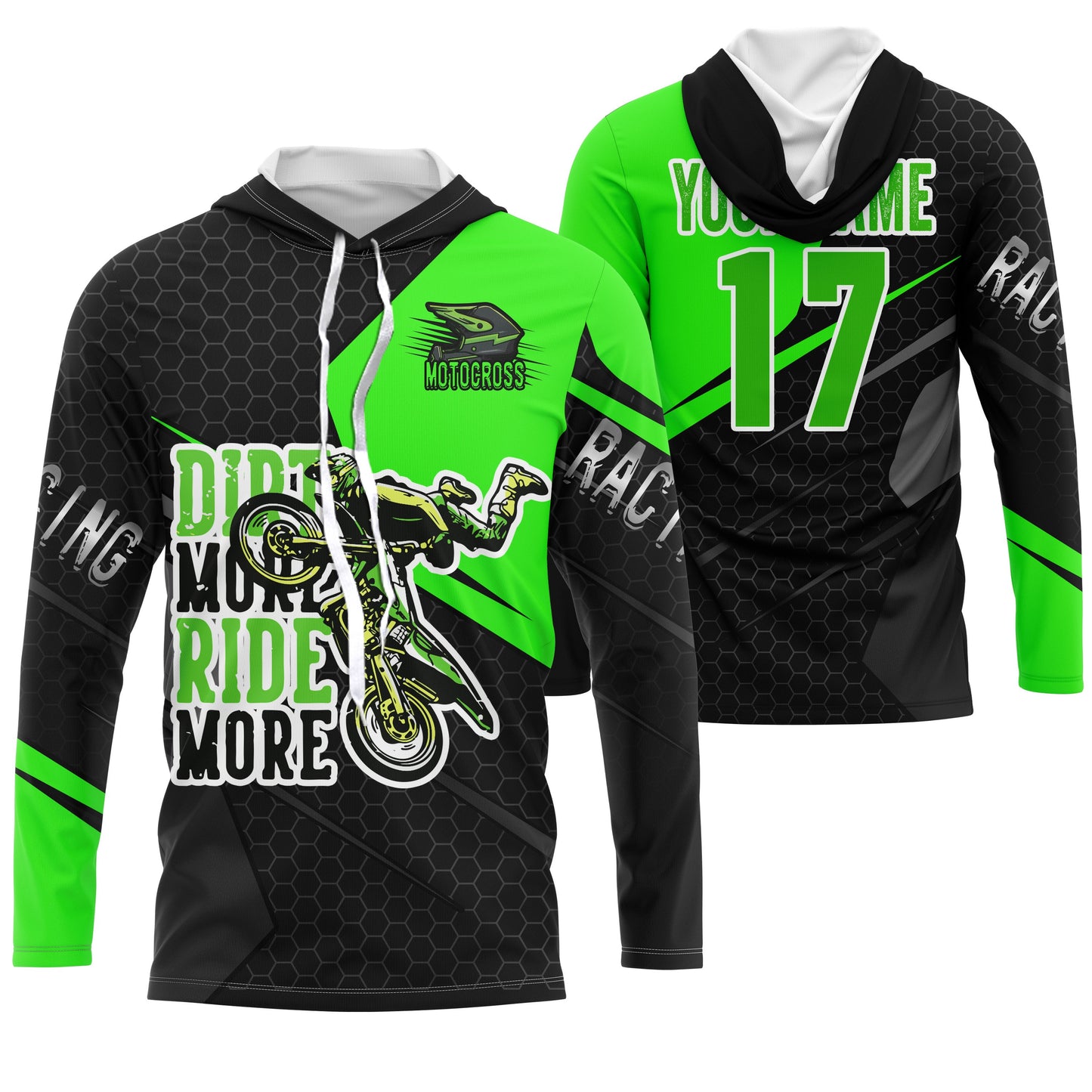 MX custom green adult&kid jersey UPF30+ Dirt More Ride More biker off-road motorcycle racewear PDT51