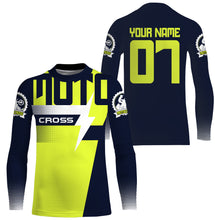 Load image into Gallery viewer, Custom motocross jersey green UPF30+ men women kid dirt bike racing off-road motorcycle long sleeve NMS998