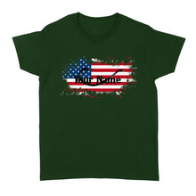 Load image into Gallery viewer, Custom name American Flag Fish Hook fishing Women's T-shirt, personalized fishing apparel gift for Fishing lovers- NQS1198