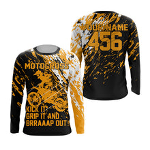 Load image into Gallery viewer, Personalized Dirt Bike Jersey Adult&amp;Kid UPF30+ Orange Motocross MX Racing Off-Road Motorcycle NMS1241