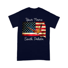 Load image into Gallery viewer, Pheasant hunting shirt South Dakota American Flag bird hunter custom name T-shirt - FSD1162 D06
