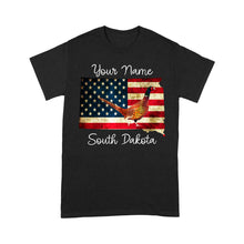 Load image into Gallery viewer, Pheasant hunting shirt South Dakota American Flag bird hunter custom name T-shirt - FSD1162 D06