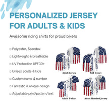 Load image into Gallery viewer, Kid&amp;Adult personalized Motocross jersey American flag Anti UV dirt bike racing motorcycle racewear| NMS917
