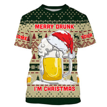 Load image into Gallery viewer, Funny Festive Drinking Gift Merry Drunk I'm Christmas Ugly Sweater Customize Name 3D Shirt TTN101