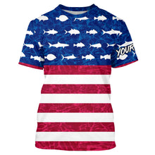 Load image into Gallery viewer, USA Patriotic Fishing American Flag Custom name UV Long Sleeve - Performance Fishing Shirts TTN117