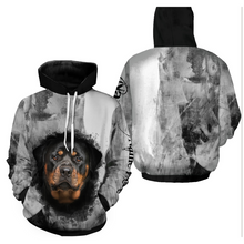 Load image into Gallery viewer, Love Rottweiler Hoodie Long Sleeve T-shirt| Custom Name All Over Print Rottweiler Shirt for Dog Owner JTSD278