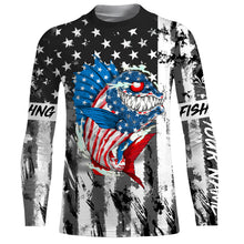 Load image into Gallery viewer, American flag angry bass fishing ChipteeAmz's art shirts UV protection TATS213